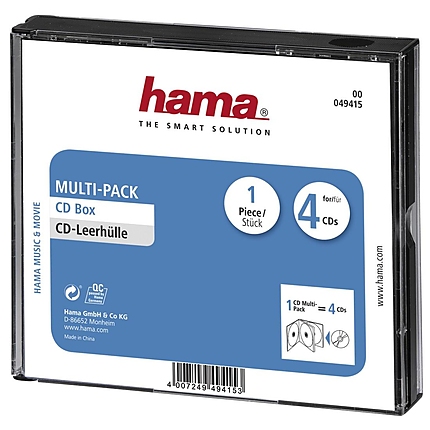 Кутийка за CD/DVD HAMA Multi-Pack 4, прозрачен/черен