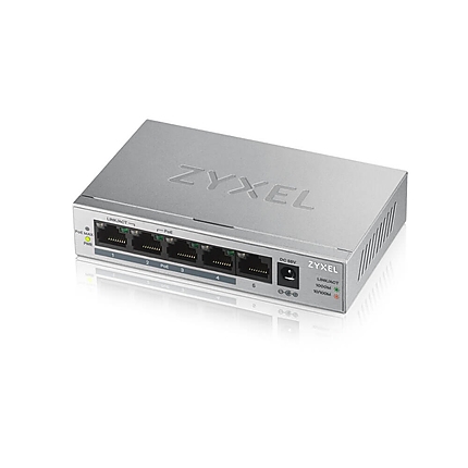 ZyXEL GS1005-HP, 5 Port Gigabit PoE+ unmanaged desktop Switch, 4 x PoE, 60 Watt