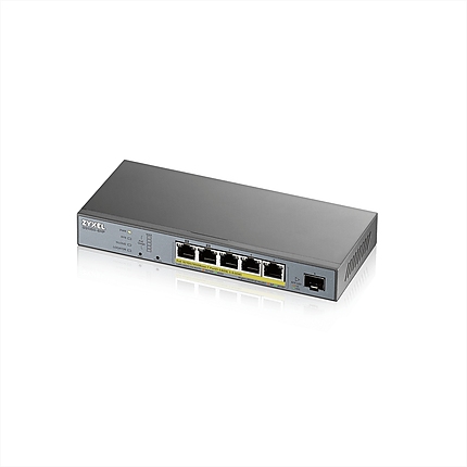 ZyXEL GS1350-6HP, 6 Port managed CCTV PoE switch, long range, 60W, 802.3BT