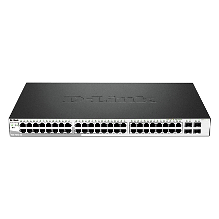 Суич D-Link DGS-1210-52, 48 портов 10/100/1000 Base-T port with 4 x 1000Base-T /SFP ports, управляем, за монтаж в шкаф