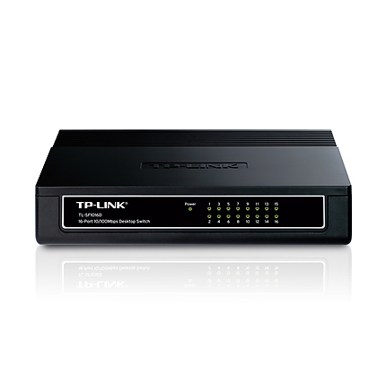 Комутатор TP-LINK TL-SF1016D, 16-порта RJ45 10/100Mbps, неуправляем, настолен