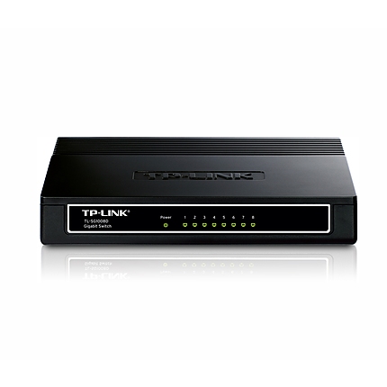 Комутатор TP-LINK TL-SG1008D, 8 x 10/100/1000Mbps RJ45 порта, неуправляем, настолен