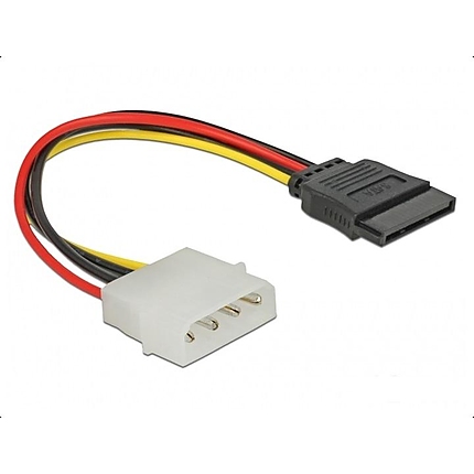 Кабел DeLock Molex 4 pin към SATA 15 pin, 12 cm