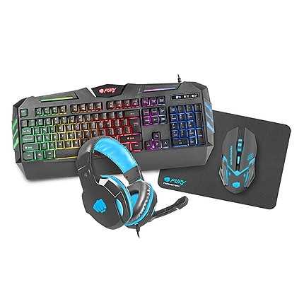 Fury Gaming combo set 4in1, Thunderstreak 2.0 keyboard + Mouse + Headphones + Mousepad, US layout