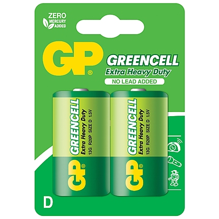 Цинк карбонова батерия R20 Greencell 13G-U2 /2 бр. в опаковка/ blister 1.5V GP