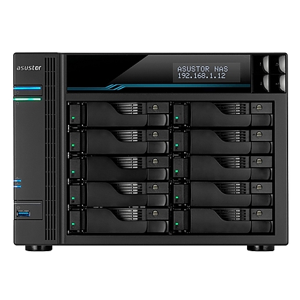 Asustor Lockerstore Pro 10 AS7110T,10 Bay NAS, Intel Xeon Quad-Core E-2224 3.4GHz (up to 4.6GHz) , 8GB DDR4 ECC SODIMM, 2.5GbE x3, 10GbE x1, M.2 Drive Slots x 2, USB 3.2Gen2 x2, USB 3.2Gen1 x1, WOW (Wake on WAN), WOL, System Sleep Mode, AES-NI hardware e