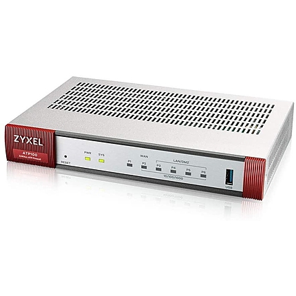 Защитна стена ZYXEL USG ATP100 UTM BDL Sandboxing, 10/100/1000, 3x LAN/DMZ, 1x WAN, 1xSFP, 1xOPT, 1xUSB, с включени лицензи за 1 година