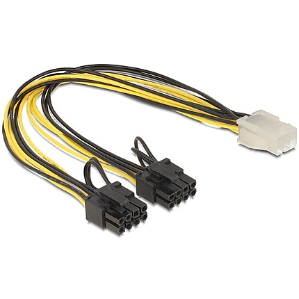 Кабел DeLock PCI Express power 6 pin женско > 2 x 8 pin мъжко, 30 cm