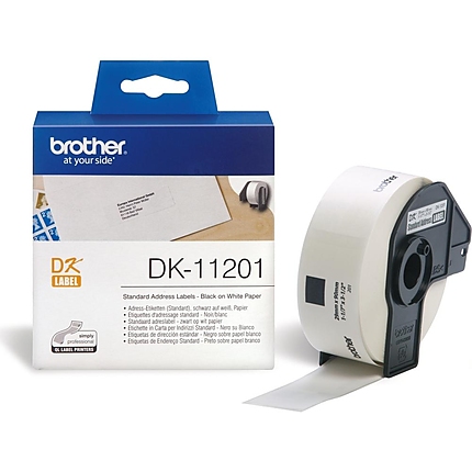 Brother DK-11201 Roll Standard Address Labels, 29mmx90mm, 400 labels per roll, Black on White