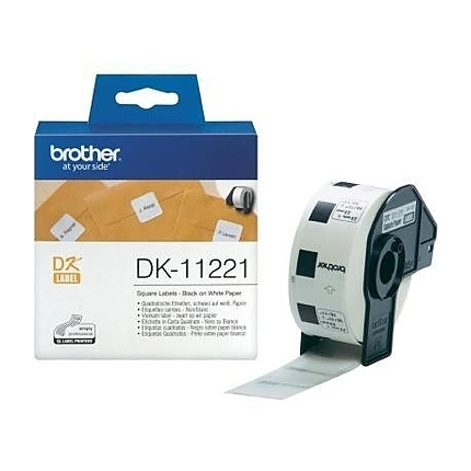 Brother DK-11221 Square Paper Labels, 23mmx23mm, 1000 labels per roll (Black on White)