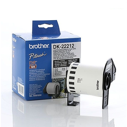 Brother DK-22212 White Continuous Length Film Tape 62mm x 15.24m, Black on White