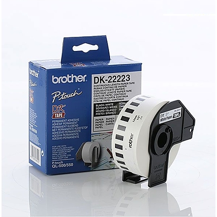 Brother DK-22223 White Continuous Length Paper Tape 50mm x 30.48m, Black on White