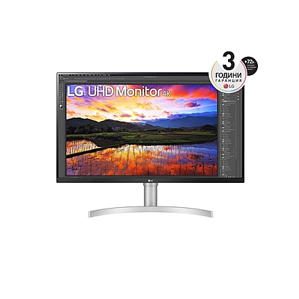 LG 32UN650-W, 31.5" UltraFine UHD LED AG, IPS, DCI-P3 95%, 5ms, 350 cd/m2, 1000:1, 3840x2160, HDR 10, HDMI, DisplayPort, Radeon FreeSync, Dynamic Action Sync, Headphone out, Height, Pivot, Tilt, PIP, Speaker, Black