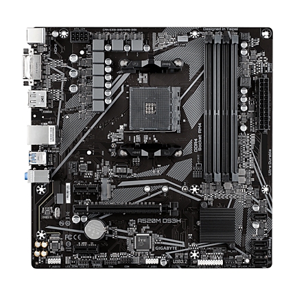 Дънна платка GIGABYTE A520M-DS3H, Socket AM4, mATX, 4xDDR4, M.2