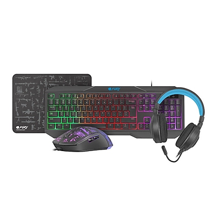 Fury Gaming Combo Set 4in1 Thunderstreak 3.0 Keyboard + Mouse + Headphones + Mousepad, US Layout