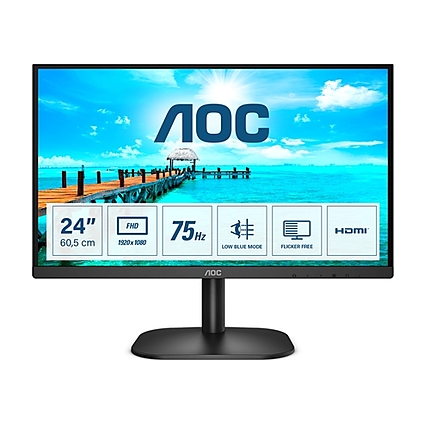 AOC 24B2XHM2, 23.8" VA WLED, 1920x1080@75Hz, 4ms GTG, 250cd/m2, 3000:1, DC20M:1, FlickerFree, Low Blue Light, Tilt, D-SUB, HDMI