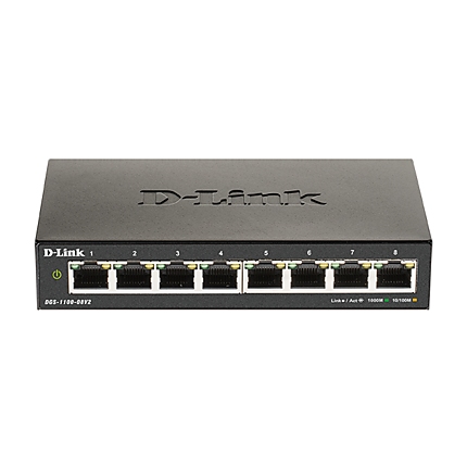 Суич D-Link DGS-1100-08V2, 8 портов 10/100/1000 Gigabit Smart Switch, управляем,