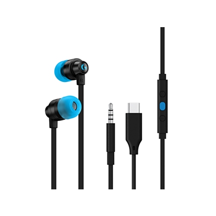 Геймърски слушалки с микрофон Logitech G333 In-ear 3.5 mm + USB-C adapter, тапи жични, черни