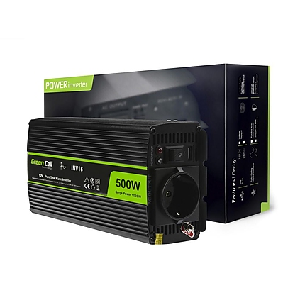 Инвертор 12/220 V  DC/AC 500W/1000W  Pure sine wave GREEN CELL