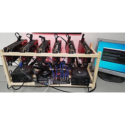 Копач за криптовалути с 6 GPU RX 6700XT 12GB