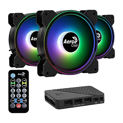 AeroCool комплект вентилатори Fan Pack 3-in-1 3x120mm - Saturn 12F ARGB Pro - Addressable RGB with Hub, Remote - ACF3-ST10247.01