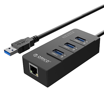 Orico хъб USB3.0 HUB 4 port + LAN - HR01-U3