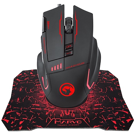 Marvo Геймърски комплект Gaming COMBO G909+G1 2-in-1 - Mouse Programmable, Mousepad - MARVO-G909+G1