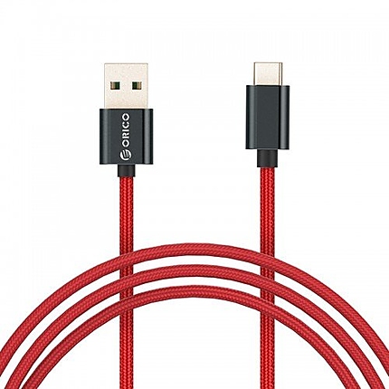 Orico кабел Cable - USB2.0 Type A to Type-C - 5A Fast Charging, Kevlar Braided, 1m - KAC-10-RD