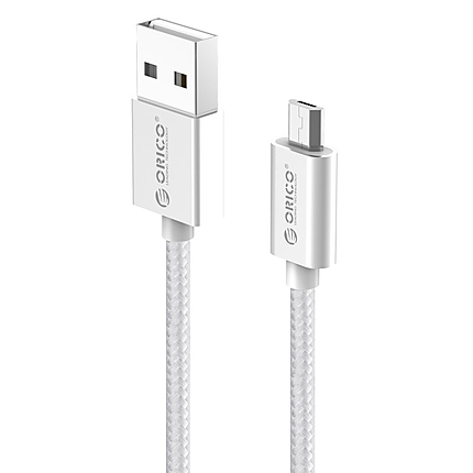 Orico кабел Cable - USB AM to Micro BM 1.0m, 2.4A charging, silver - EDC-10-SV