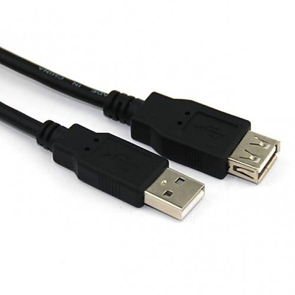 VCom Кабел USB 2.0 AM / AF Black - CU202-B-3m