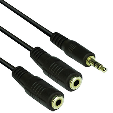 VCom Аудио Кабел 3.5mm Stereo M / 2x 3.5mm Stereo F - CV203-0.2m