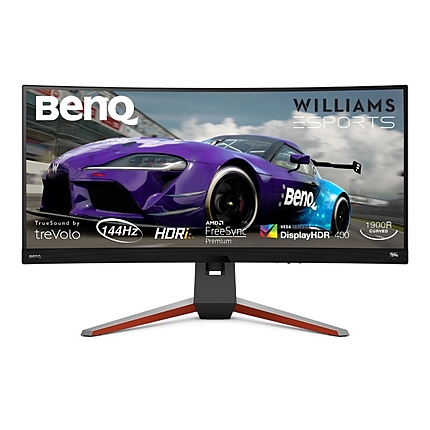 BenQ MOBIUZ EX3415R, 34'' IPS, 144hz, 1ms, 3440x1440, 21:9 Curved Gaming, FreeSync Premium, Flicker-free, Light Tuner, DCI P3 98%, HDR 400, HDRi, B.I.+, LBL, Black eQualizer, 1000:1, 400 nit, treVolo 2x2W+5W woofer, 2x HDMI 2.0, DP, Height Adj., Gray