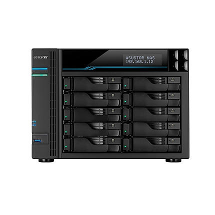 Asustor Lockerstore 10 AS6510T, 10-Bay NAS, Intel ATOM C3538 Quad-Core( Denverton 2.1GHz), 8GB DDR4 (Max 32 GB) , 10 GbE x 2, 2.5 GbE x 2, USB 3.2 Gen-1 x 2, 10 x 2.5” / 3.5” SATA or SSD, 2 x M.2PCIe (NvMe) or SATA SSD, with lockable tray, AES-NI hardwar