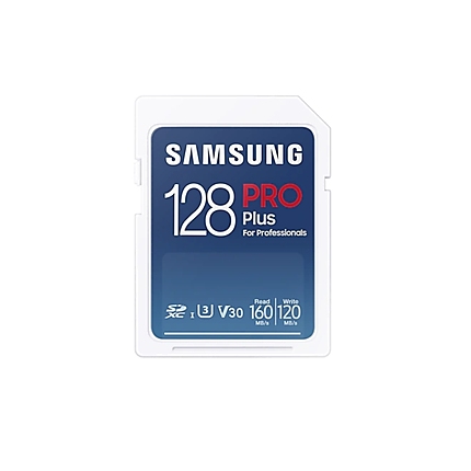 Samsung 128GB SD Card PRO Plus, Class10, Read 160MB/s - Write 120MB/s