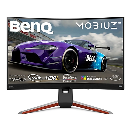 BenQ MOBIUZ 2K EX3210R, 31.5'' VA, 165Hz, 1ms, 2560x1440 QHD, 16:9 Curved Gaming, FreeSync Pro, P3 90%, sRGB, Flicker-free, Light Tuner,HDR 400,HDRi, B.I.+,LBL, Black eQualizer, 1000:1, 400cd/m2, treVolo 2x2W+5W woofer, 2xHDMI 2.0, DP, Height Adj., Gray