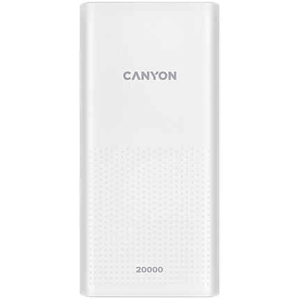 CANYON  PB-2001 Power bank 20000mAh Li-poly battery, Input 5V/2A , Output 5V/2.1A(Max) , 144*69*28.5mm, 0.440Kg, white