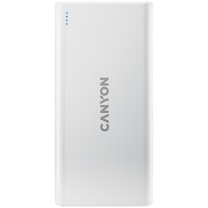 CANYON PB-106 Power bank 10000mAh Li-poly battery, Input 5V/2A, Output 5V/2.1A(Max), USB cable length 0.3m, 140*68*16mm, 0.24Kg, White