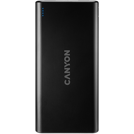 CANYON PB-106 Power bank 10000mAh Li-poly battery, Input 5V/2A, Output 5V/2.1A(Max), USB cable length 0.3m, 140*68*16mm, 0.24Kg, Black