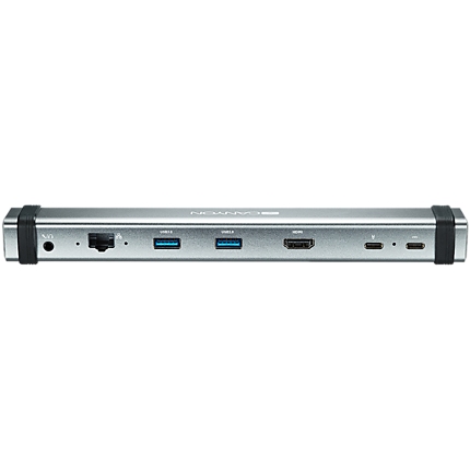 CANYON DS-6 Multiport Docking Station with 7 ports: 2*Type C+1*HDMI+2*USB3.0+1*RJ45+1*audio 3.5mm, Input 100-240V, Output USB-C PD 5-20V/3A&USB-A 5V/1A, with type c to type c cabel 0.3m, Space gray, 226*33.7*24mm, 0.174kg