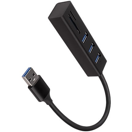 AXAGON HMA-CR3A 3x USB-A + SD/microSD, USB3.2 Gen 1 hub, metal, 20cm USB-A cable