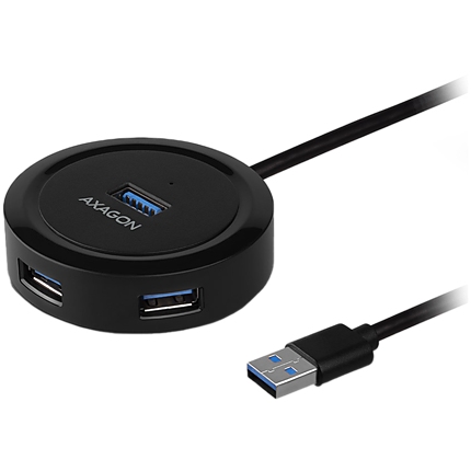 AXAGON HUE-P1A 4x USB3.2 Gen 1 ROUND hub, micro USB power IN, 30cm USB-A cable