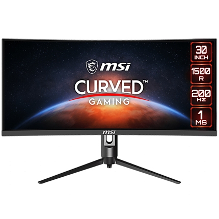 MSI Optix MAG301CR2 Curved Gaming Monitor, 29.5" 200Hz, WFHD (2560 x 1080) 21:9, VA Anti-glare, 300 cd/m2, 3000:1, 178°/178°, 1500R Curve, FreeSync Premium, 1x DP, 2x HDMI, 1x Type-C, 1 x Earphone out, Tilt/Swivel/Pivot/Height Adjust, 3Y Warranty