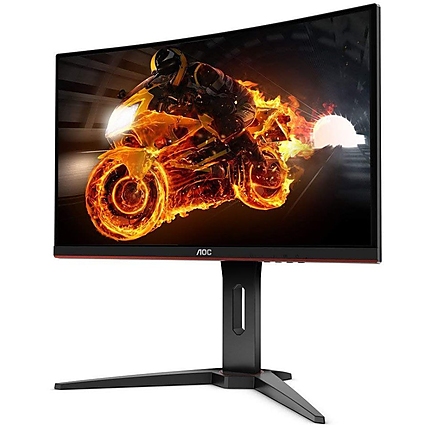 AOC Monitor LED C24G1 Curved Gaming (24вЂњ, 16:9, 1920x1080, VA, 144Hz, 250 cd/mВІ, 3000:1, 80M:1, 1 ms, 178/178В°, VGA, 2xHDMI, DP, Audio OUT, Tilt: -5/+35В°, Swivel, Tilt, H. Adjust, VESA, Ergonomic, Borderless, 1500R curvature) Black-Red, 3y