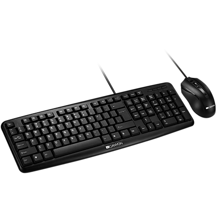 CANYON USB standard KB, water resistant BG layout bundle with optical 3D wired mice 1000DPI black