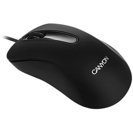 CANYON CM-2 Wired Optical Mouse with 3 buttons, 1200 DPI optical technology for precise tracking, black, cable length 1.5m, 108*65*38mm, 0.076kg