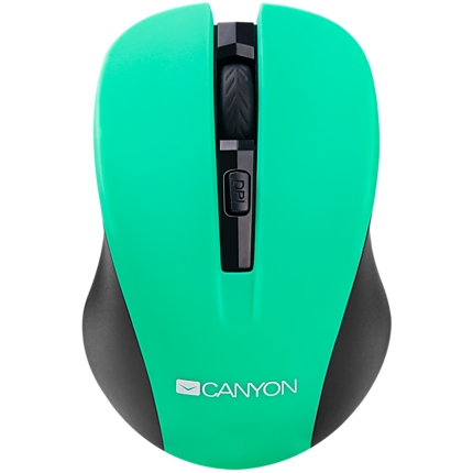 CANYON MW-1 2.4GHz wireless optical mouse with 4 buttons, DPI 800/1200/1600, Green, 103.5*69.5*35mm, 0.06kg