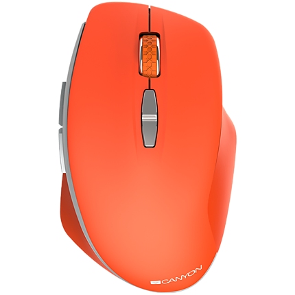 Canyon  2.4 GHz  Wireless mouse ,with 7 buttons, DPI 800/1200/1600, Battery:AAA*2pcs  ,Red 72*117*41mm 0.075kg