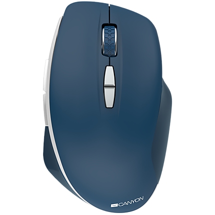 Canyon  2.4 GHz  Wireless mouse ,with 7 buttons, DPI 800/1200/1600, Battery: AAA*2pcs,Blue,72*117*41mm, 0.075kg