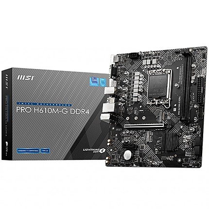 MSI PRO H610M-G DDR4, mATX, Socket 1700, Dual Channel DDR4 3200MHz, 1x PCIe x16 slot, 1x M.2 slot, 1x HDMI, 1x VGA, 1x DP, 2x USB 3.2 Gen 1, 4x USB 2.0, 7.1 HD Audio, 1Gbps LAN, 3Y