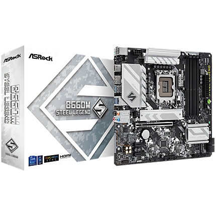 ASROCK MB Desktop B660M STEEL LEGEND (S1700, B660M, 4xDDR4, 1xPCIe 4.0x16, 2xPCIe 3.0x1, 6xSATA, 2xM.2 PCIe, 1x USB-C, 6x USB 3.2, 6x USB 2.0, DP, HDMI, 2.5GLAN, POLYCHROME RGB, mATX) Retail